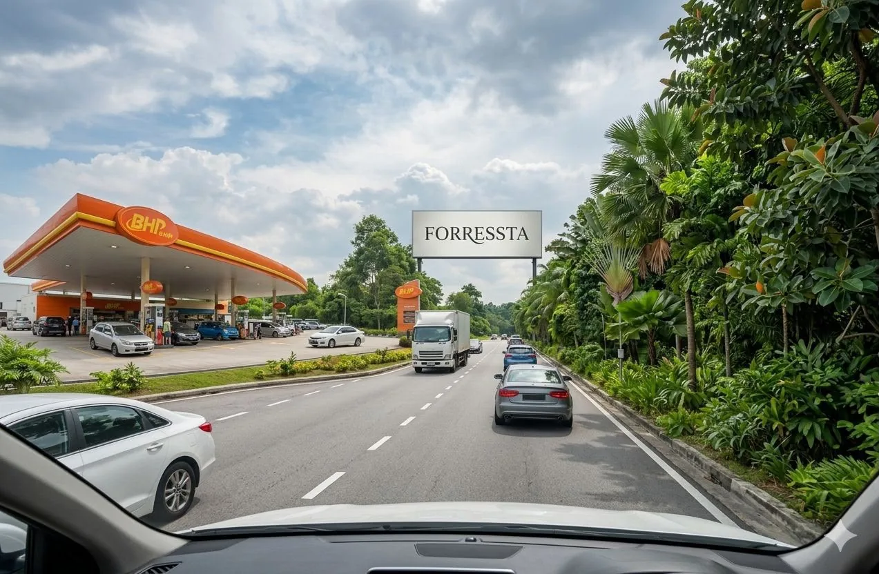 Approach to Forresta along the main road at Lapangan Baru, Ipoh South